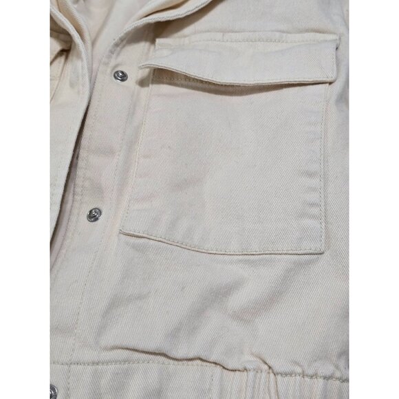 Abercrombie Fitch Womens Ivory Cropped Jacket Long Sleeve Snap Button Size XS - Picture 6 of 11
